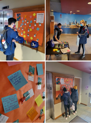During finals, UIC Police created a “Wall of Inspiration” for the students residing within UIC residence halls. At each wall location, students were offered a piece of candy with an attached mental health resource card. In return, they were encouraged to write an inspirational or joyful quote to post on the wall for all students to see.