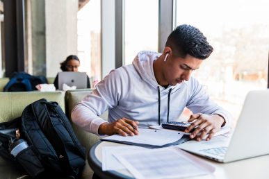 Male student studying