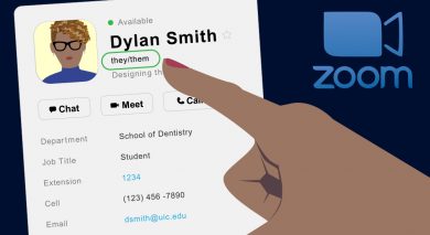 Pronouns feature in UIC Zoom