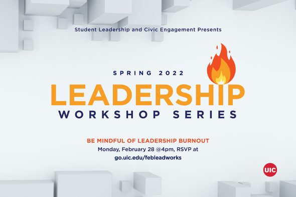 Text says "Leadership Workshop Series. Be Mindful of Leadership Burnout."