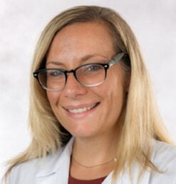 Dr. Erica Hinz, assistant professor of clinical obstetrics and gynecology at the College of Medicine and UI Health OB/GYN