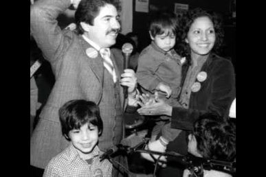 Rudy Lozano with his wife Lupe and their children, David, Rudy Jr. and Pepe taken election night 1983.