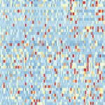 A grid of blue, red and yellow squares representing gene expression.