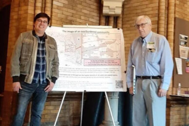 UIC’s Phillip Boda and Pilsen resident Edward McNamara at a meeting organized in 2022 by the Southwest Environmental Alliance