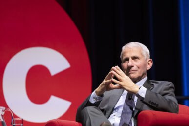 Dr. Anthony Fauci and Chancellor Marie Lynn Miranda engage in illuminating dialogue at the University of Illinois Chicago's inaugural Chair Chats on Feb. 20, 2024.