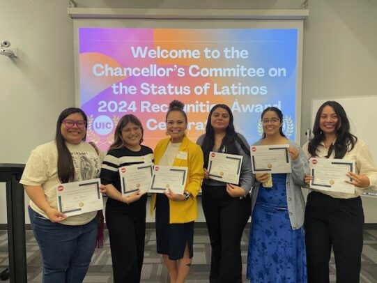 CCSL Recognition Award recipients and Hilda Lopez-Arce Scholarship awardees (from left): Jodi Aguilar, Paulina Sequeda Malave, Paula Melissa Hernández, Monical Padilla, Dayane Padilla and Vanesa Velazquez.
