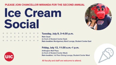 Chancellor Miranda’s annual ice cream social July 9 and July 12