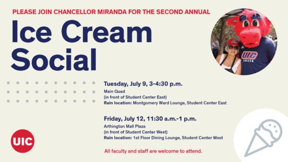 Chancellor Miranda’s annual ice cream social July 9 and July 12